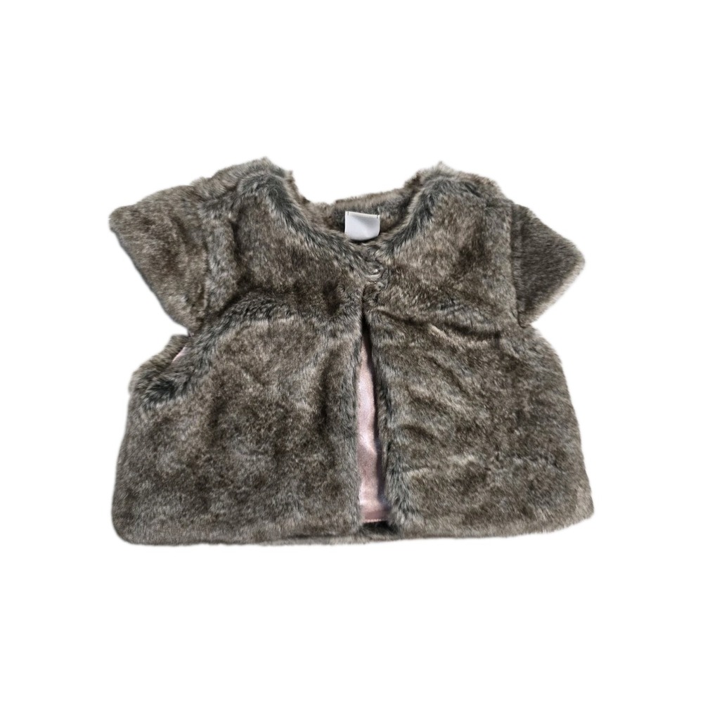 Old Navy Faux Fur Brown Lined 12-18 Months Vest Y2K